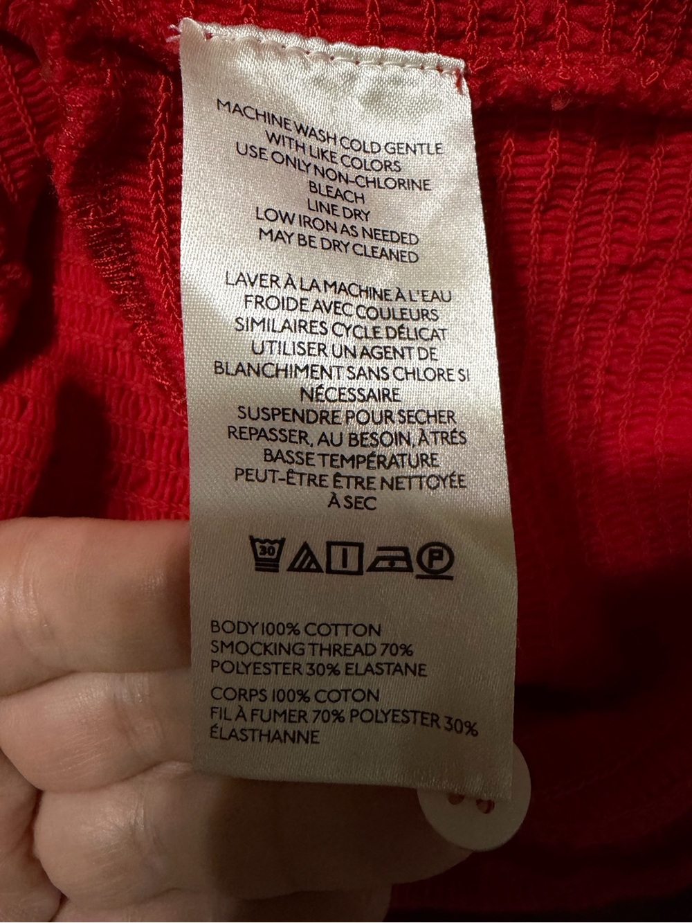 Maeve Anthropologie Red Puff Sleeve Smocked Top L - Picture 5 of 5